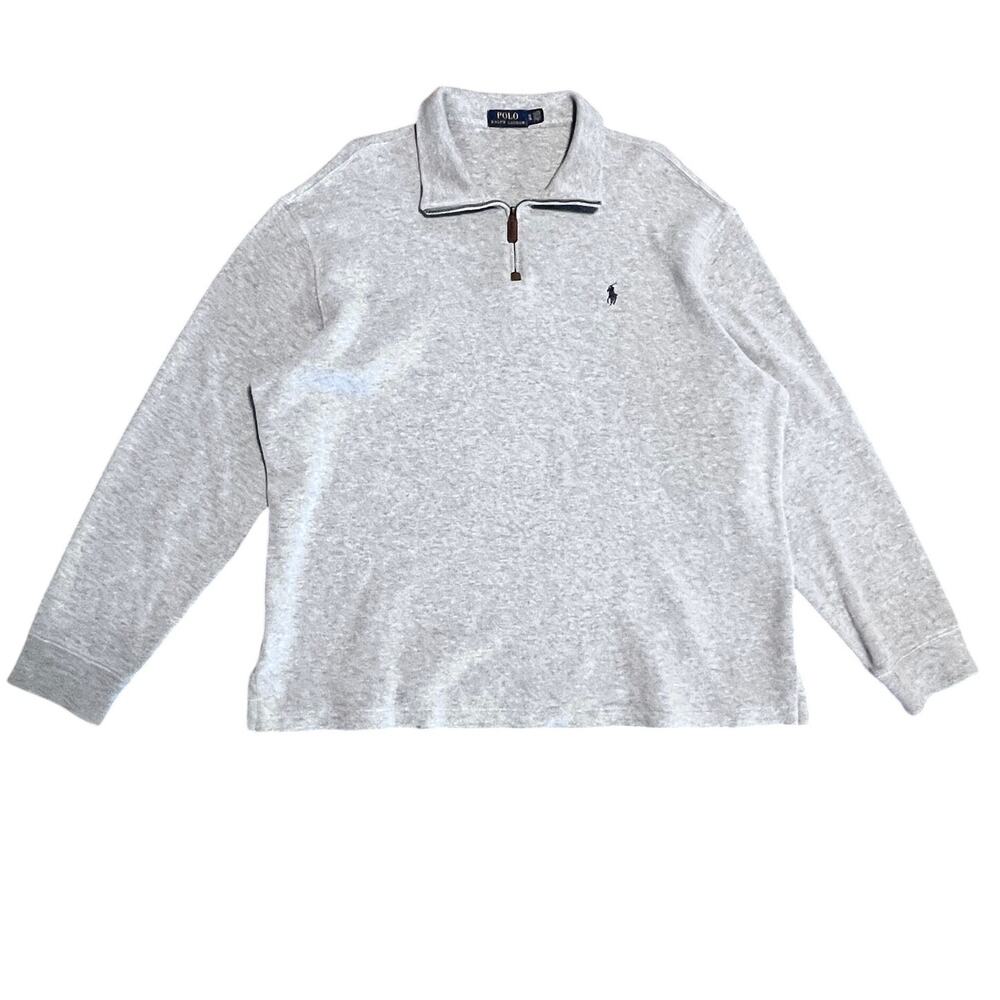 Polo Ralph Lauren 1/4 Zip Mock Neck Sweater Pullover Gray XL Mens
